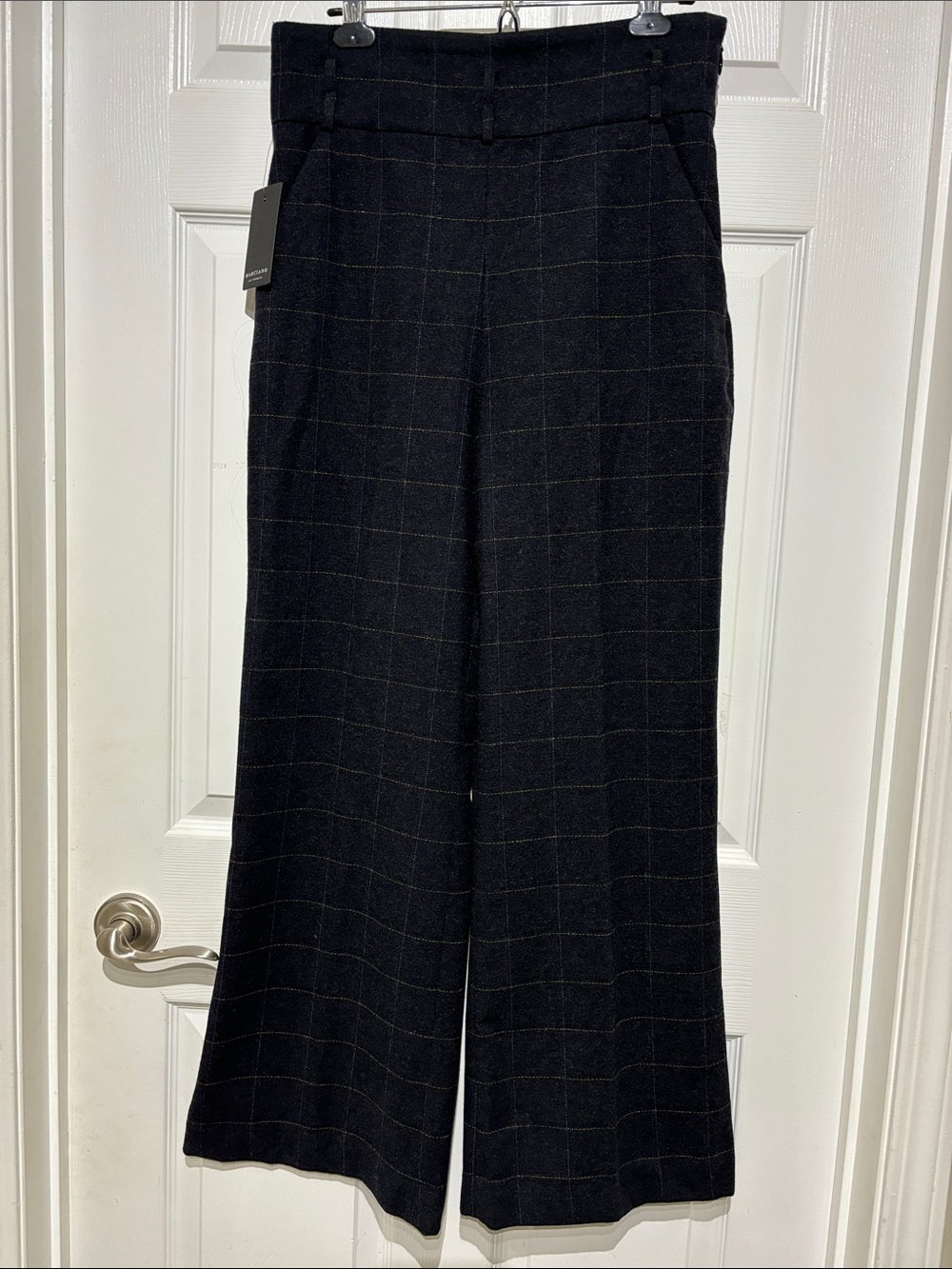 Marciano Black Windowpane Wide-Leg Trousers
